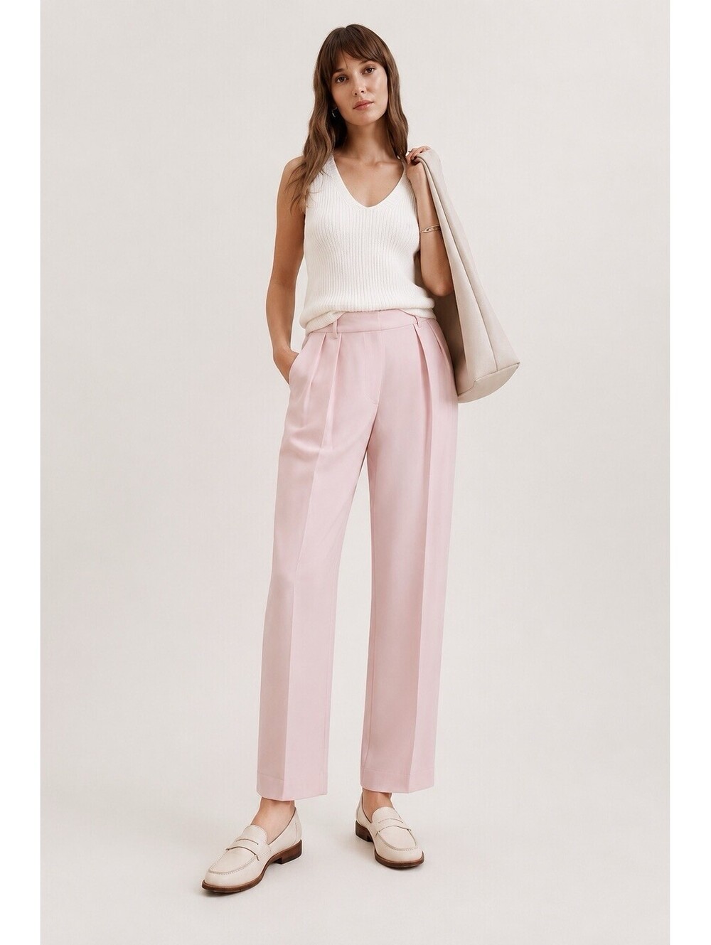 Banana Republic Factory Pleated Wide Leg Trouser Pink Lace Petite 8 Pants